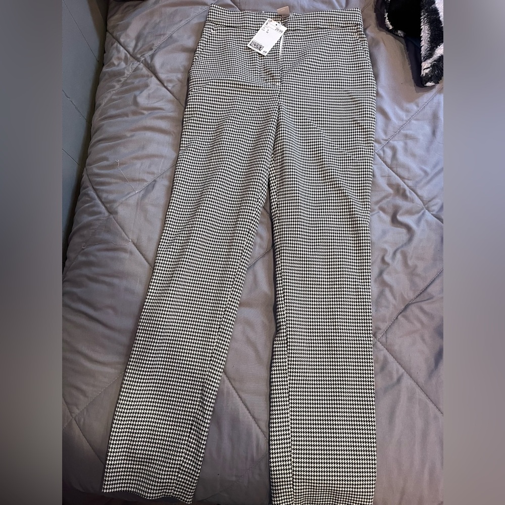 H&M Black and White Checkered Work Pants
